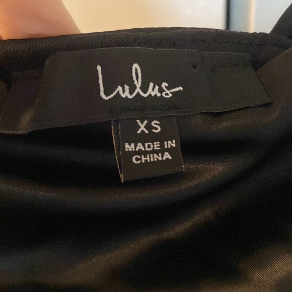 Strobe Lights Black Satin Rhinestone Fringe Mini Dress - Picture 5 of 6